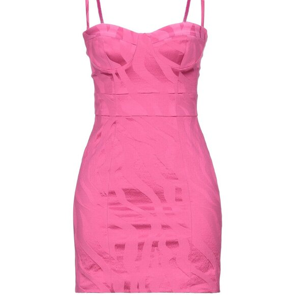 RRP€435 JUST CAVALLI Jacquard Sheath Dress US4 IT40 S Stretch Pink